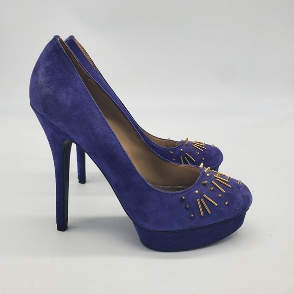 Rachel Rachel Roy Shoes Women 8.5 Heels Cobalt Blue Suede Platform Stilettos - Picture 8 of 8